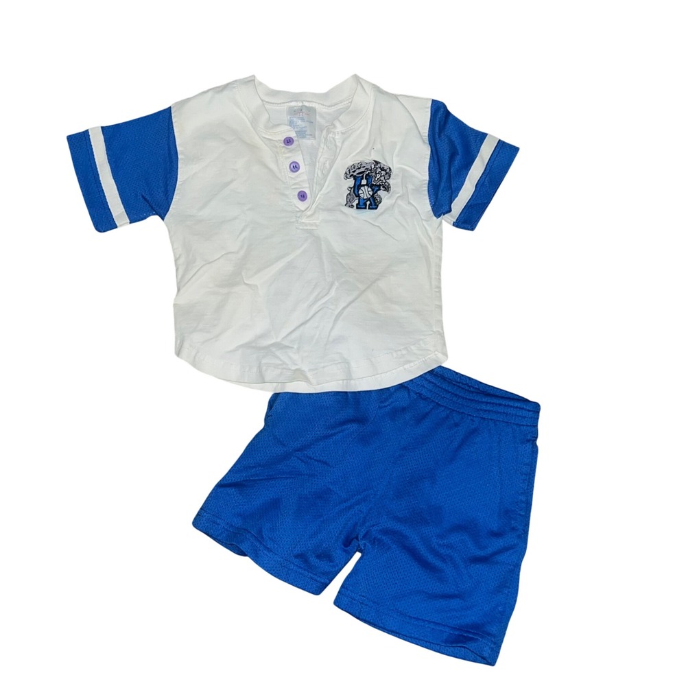 Vintage Kid Athlete Kentucky Wildcats Toddler 3T Henley Shirt Mesh Shorts Set